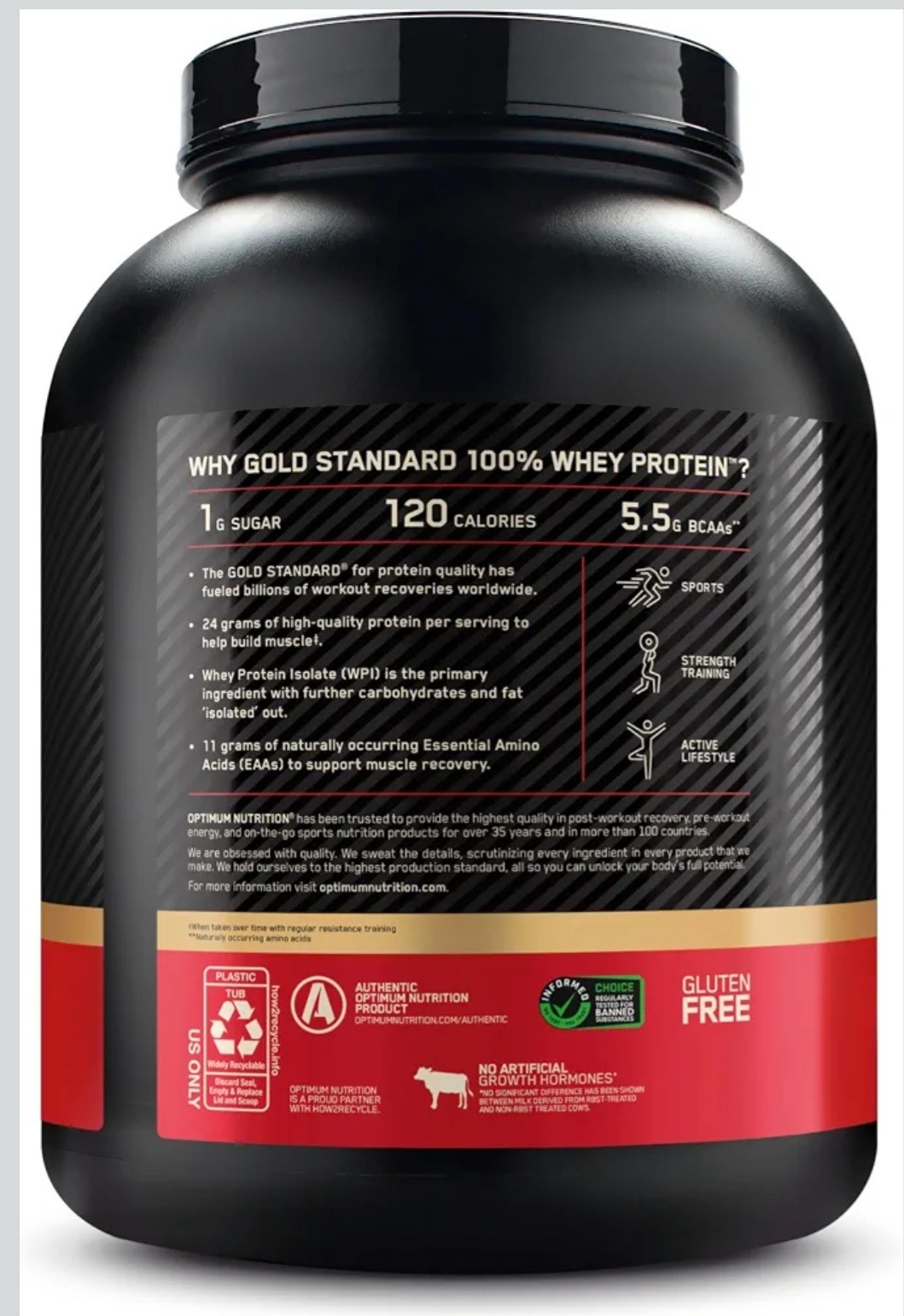 Gluten-Free Gold Standard Whey Protein, 5 lbs – Double Rich Chocolate Flavor