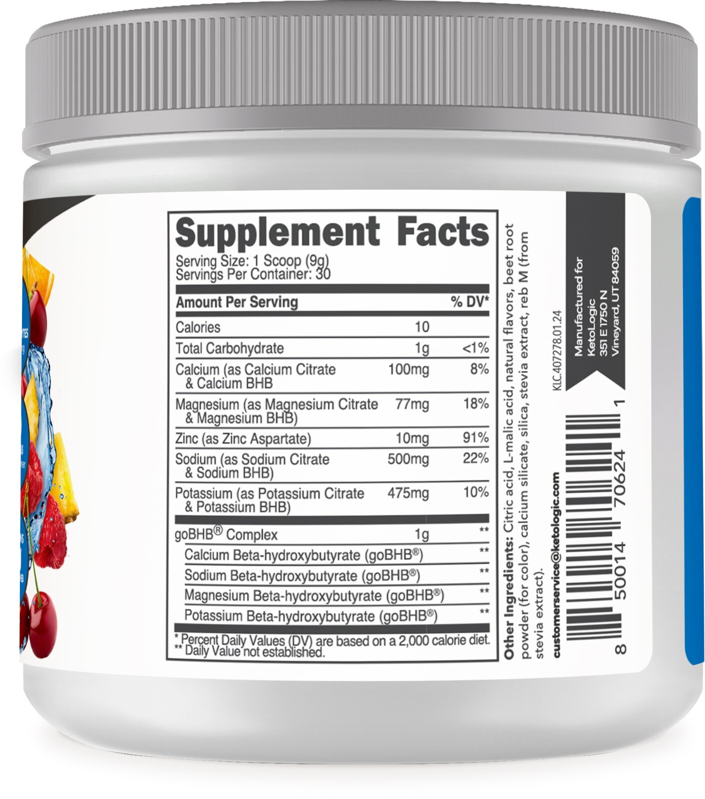 Ketologic Keto Electrolyte Powder (Tropical Punch) 30 Servings – Sugar-Free