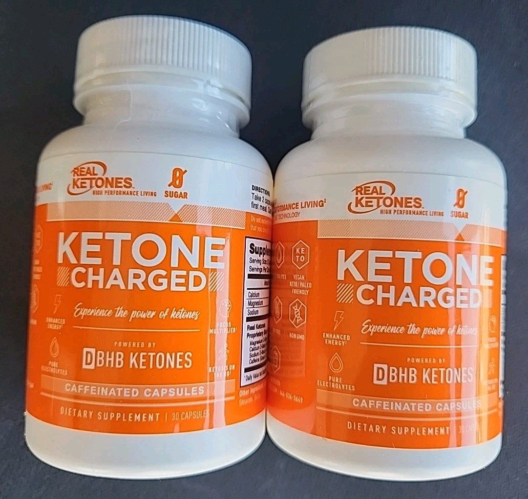 2 Boxes: Real Ketones D-BHB Capsules Charged 30 Caps ea 11/26