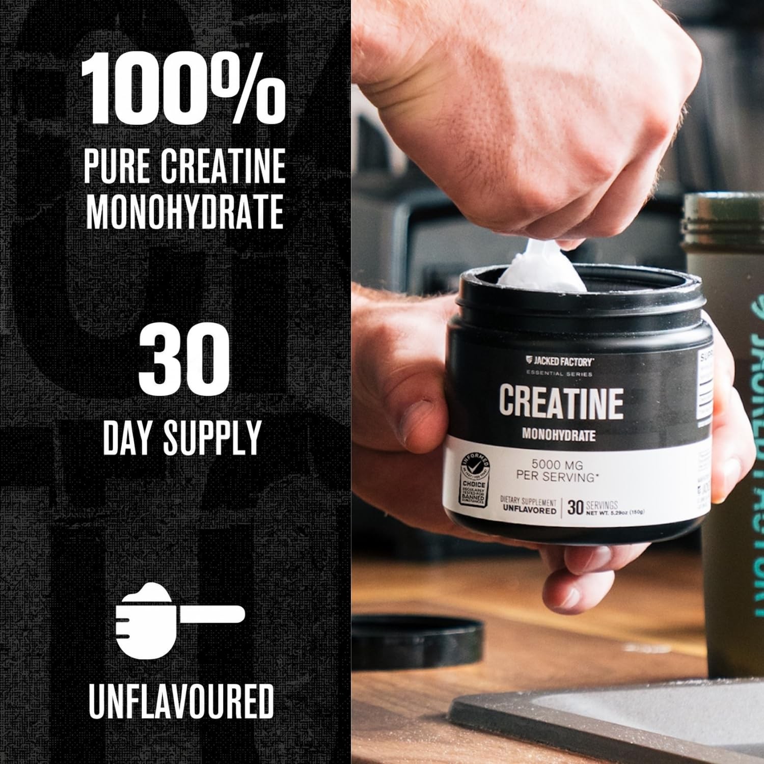 Jacked Factory Creatine Monohydrate Powder 150g – 5g 30 Servings (Pack of 1)