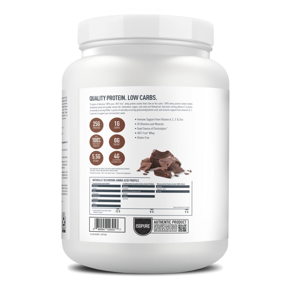 Isopure Zero Carb 100% Whey Protein Isolate Vanilla Protein Powder, 25g