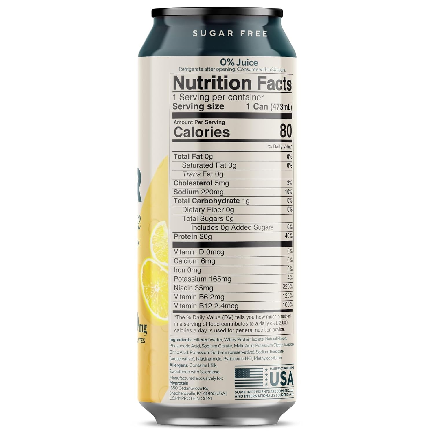 Myprotein Clear Whey Isolate Ready-To-Drink Protein Lemonade 16 Fl Oz Pack Of