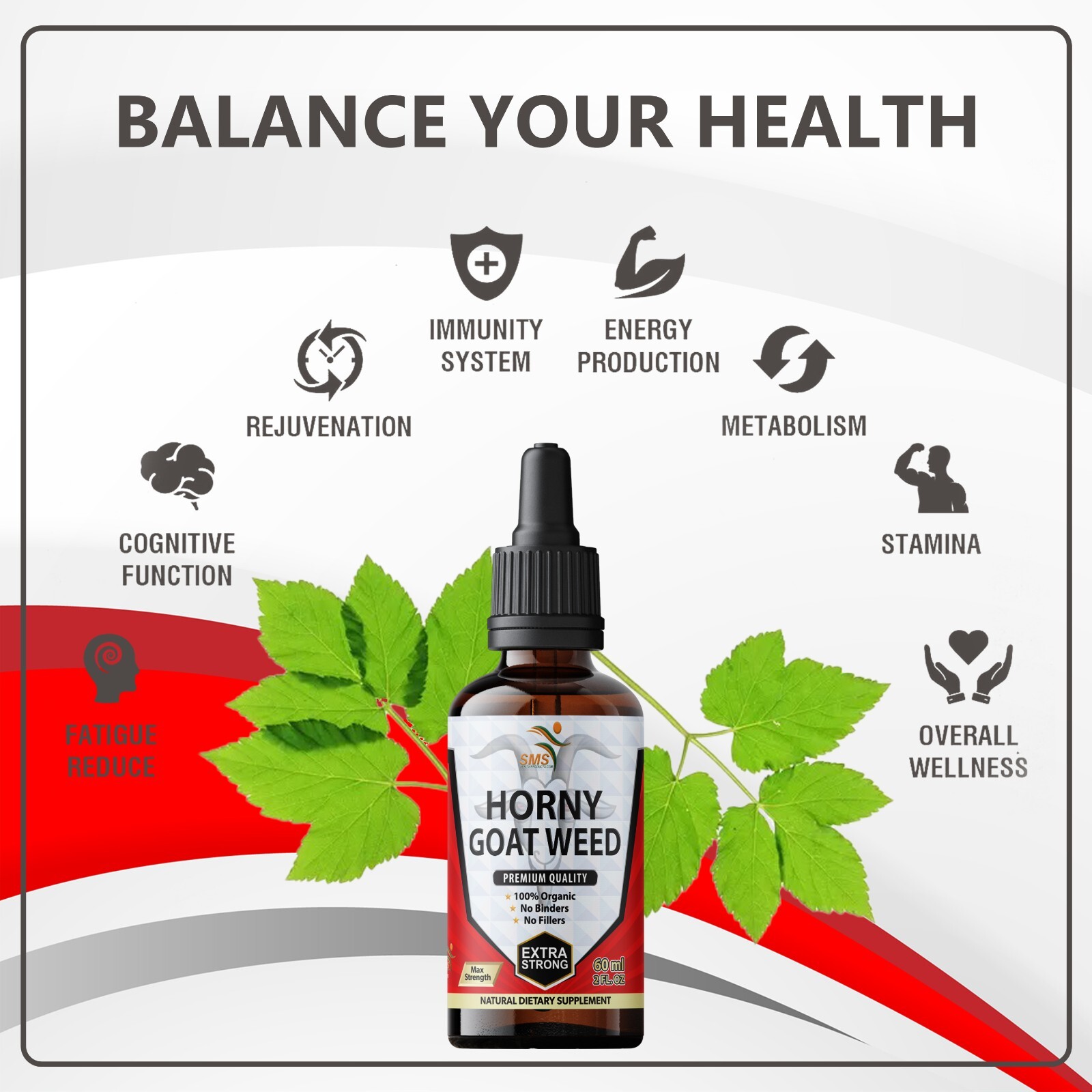 Horny Goat Weed Tincture Herbal Drops Men’s Dietary Supplement 2 Fl Oz By SMS