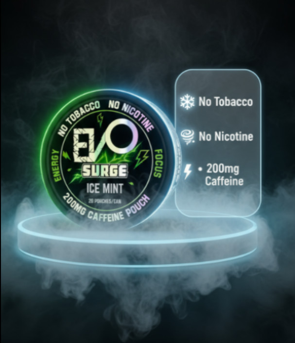 EVO Surge 200mg Caffeine Boost Pouches – 5 Pack (20 Count/Can) – ICE MINT