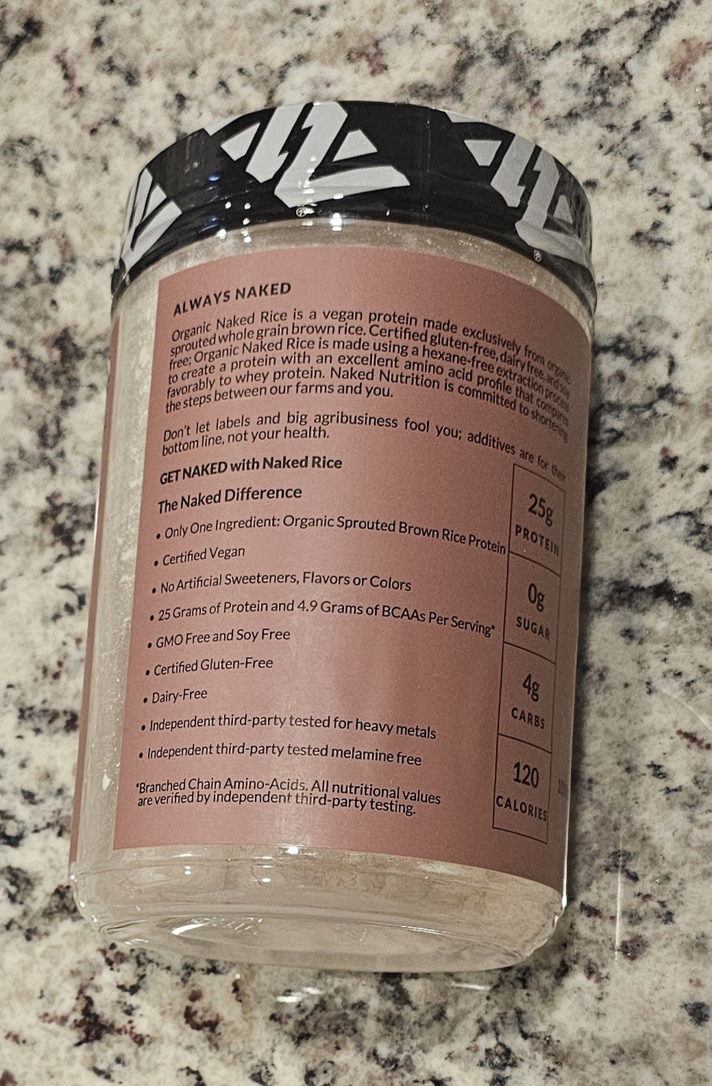 Naked Nutrition Organic Brown Rice Protein Powder Vegan Unflavored 1 lb