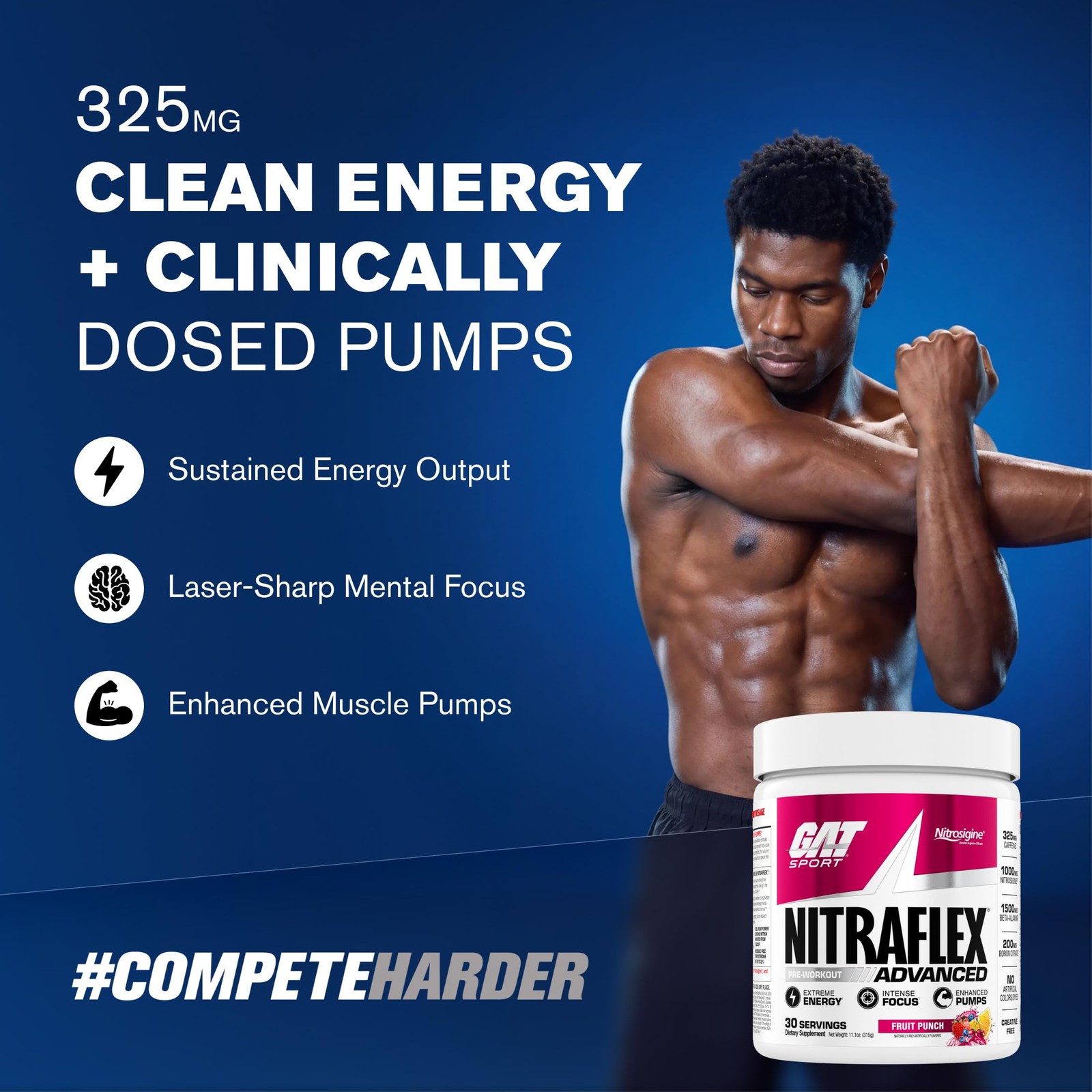 GAT SPORT Nitraflex Advanced Pre-Workout Powder, 10 Ounce (Pack of 1), Pink