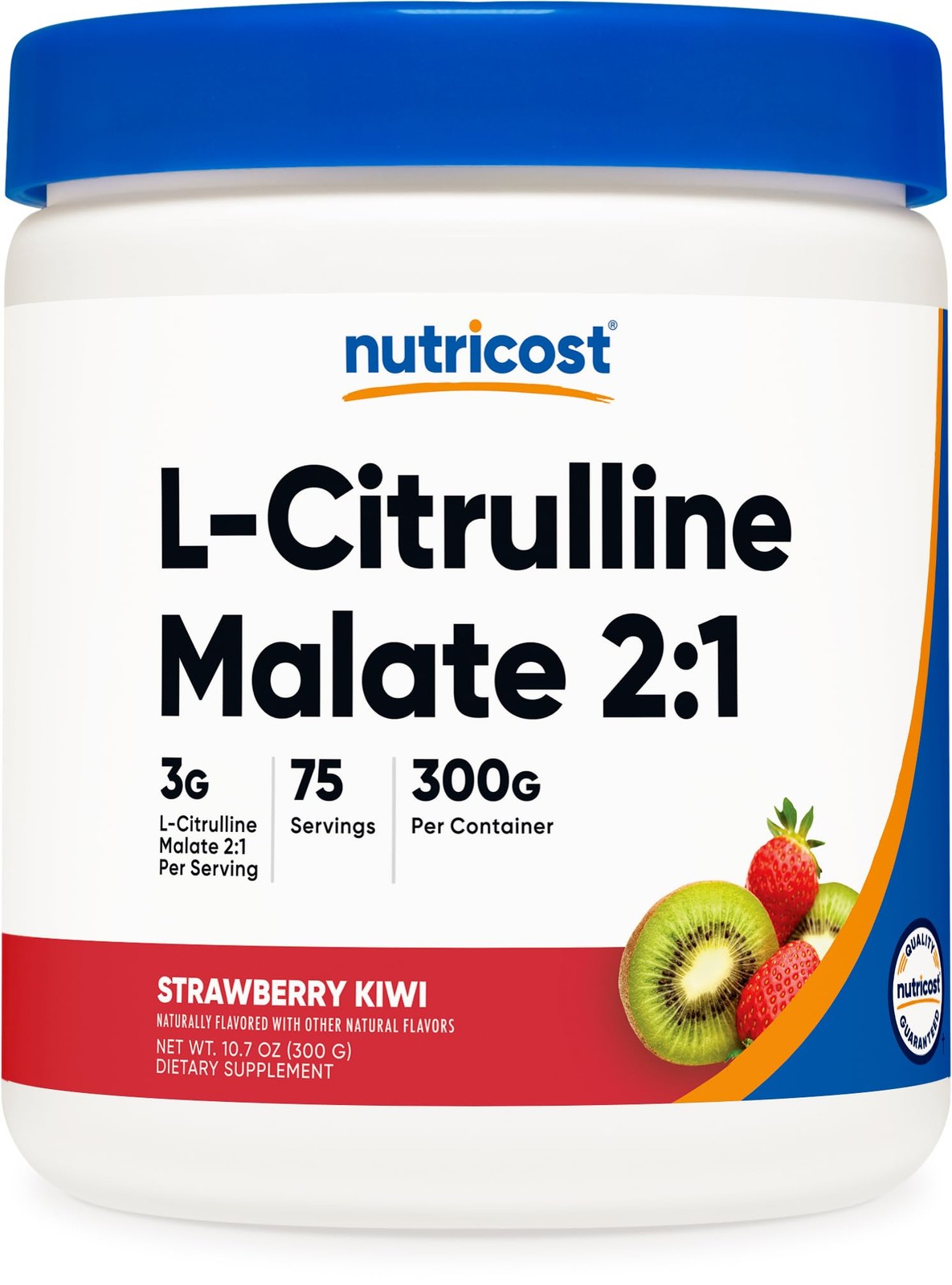 Nutricost L-Citrulline Malate 2:1 (300 Grams) (Strawberry Kiwi) 300 g, Red