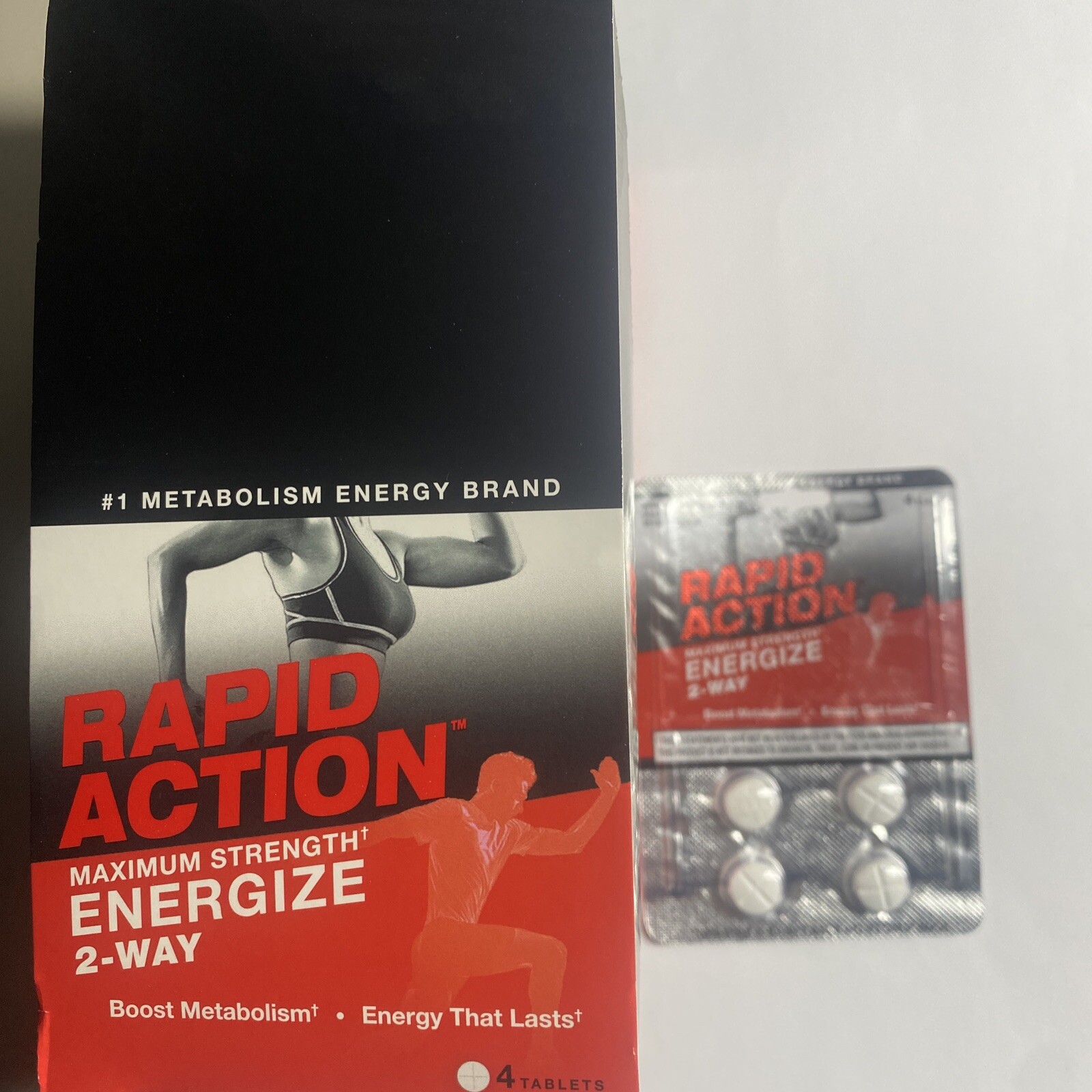 Rapid Action 2 Way Energy Boost Metabolism 8 Packs 32 Pills FREE SHIP