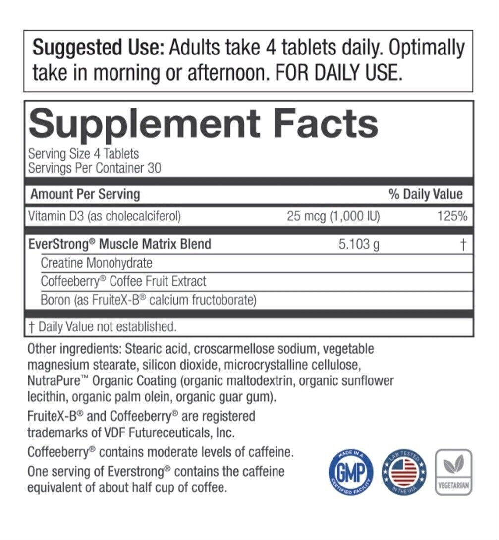 Purity Products EverStrong 120 Tablets Creapure Creatine New & Fresh exp 8/2025