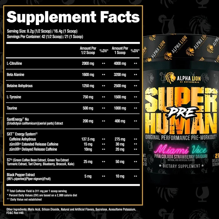 ALPHA LION SUPERHUMAN PRE Original Performance Pre-Workout Energy 21 Servings