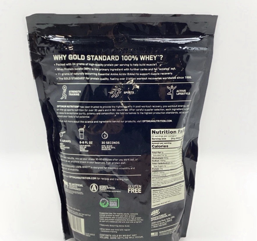 OPTIMUM NUTRITION 100% WHEY PROTEIN STRAWBERRIES & CREAM 1.5 LB BAG EXP 10/26