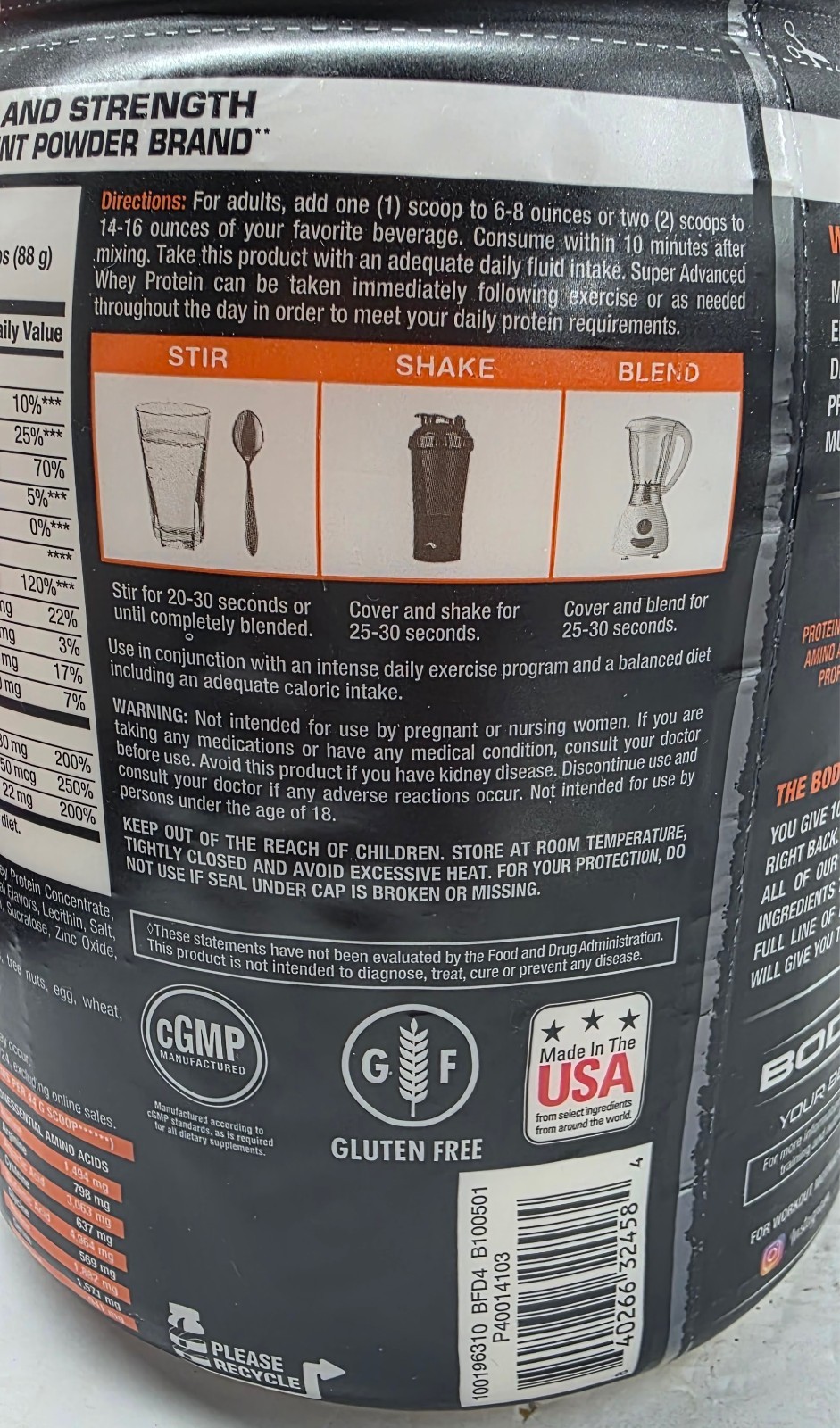 Body Fortress Super Advanced Whey Protein Protein 1.74lb – Best By-11/13/26