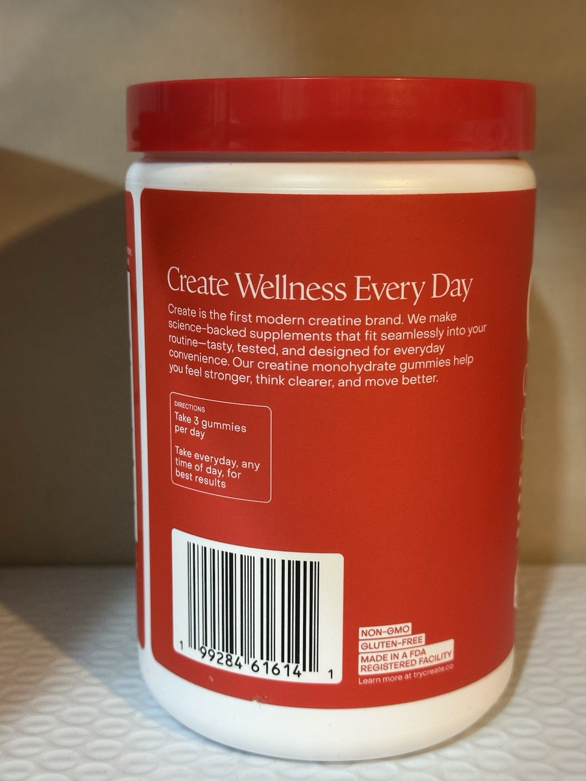 4x Create Wellness Creatine Gummies 90 Each Container Sour Cherry 4 Pack
