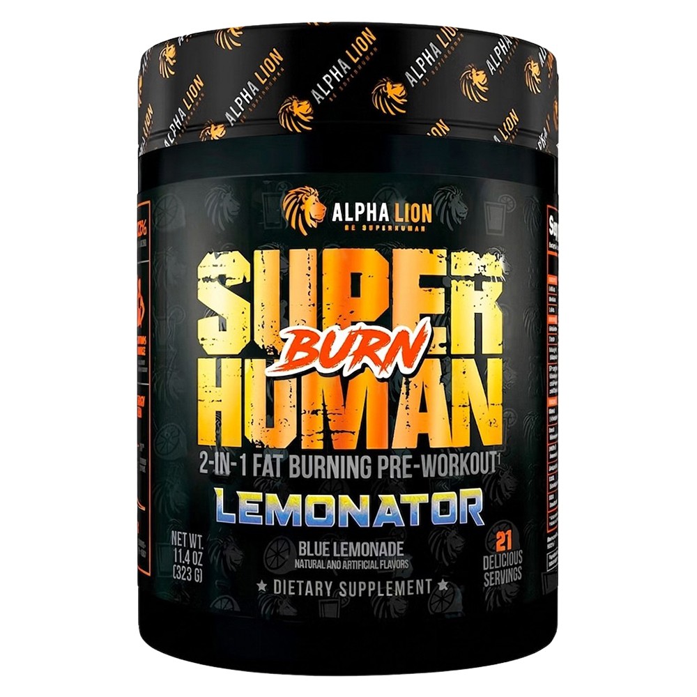 Alpha Lion Superhuman Burn – 2-in-1 Fat Burning Pre-Workout – Lemonator (Blue
