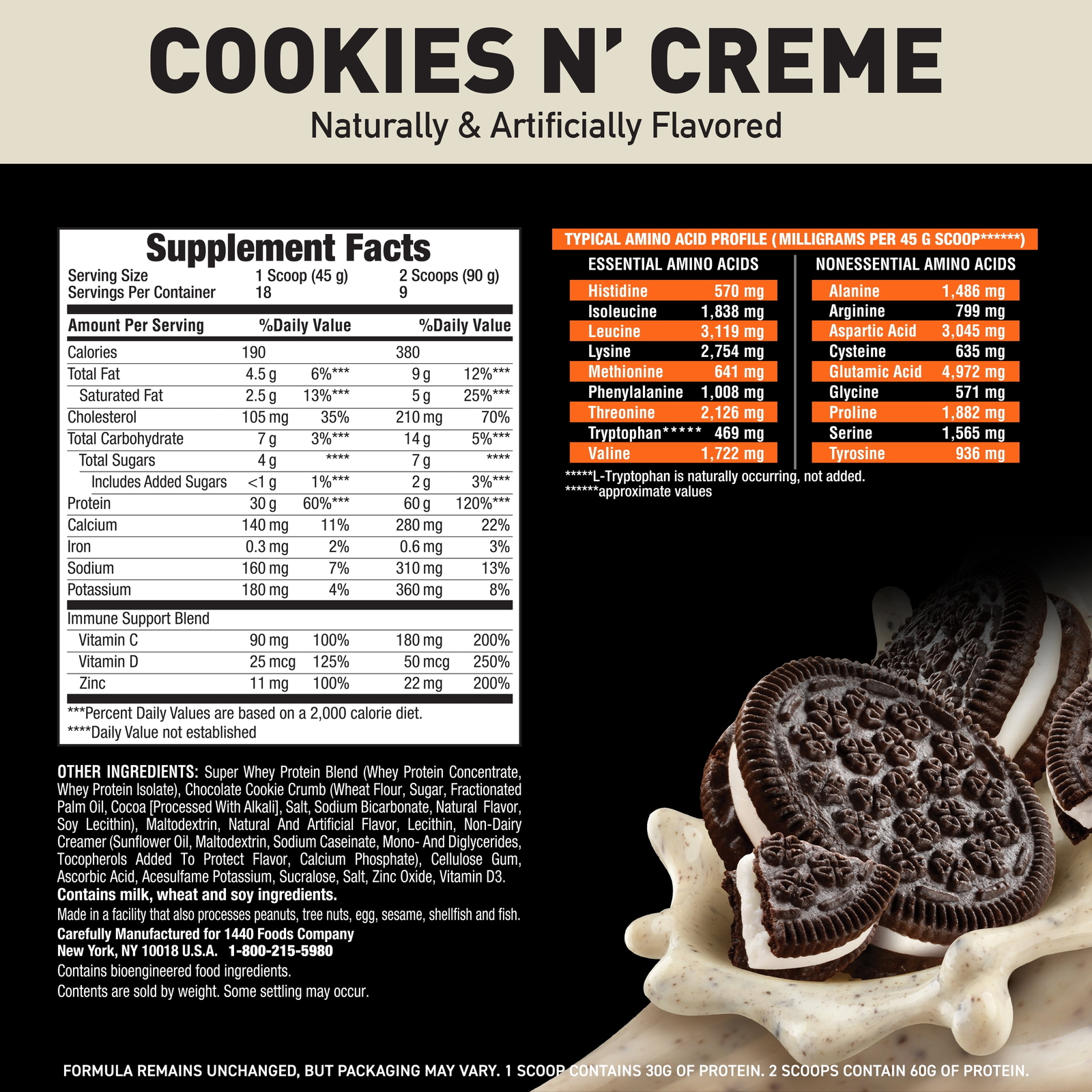 Body Fortress Super Advanced Whey Protein Powder, Cookies N’ Crème, 1.78 lb
