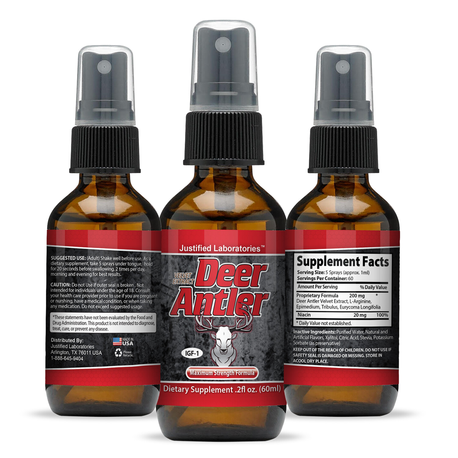 4 x Deer Antler Spray Velvet Horn Extract