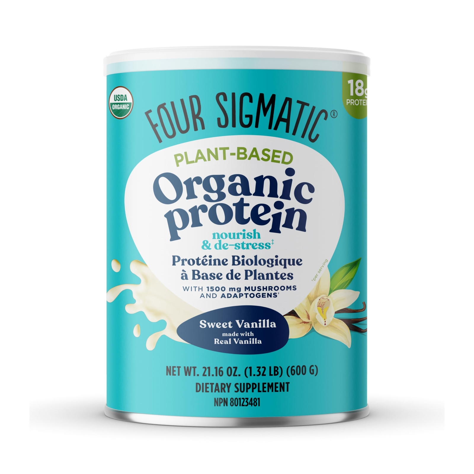 Vegan Protein Powder with Adaptogens 15 Servings 18g Plant Based Protein