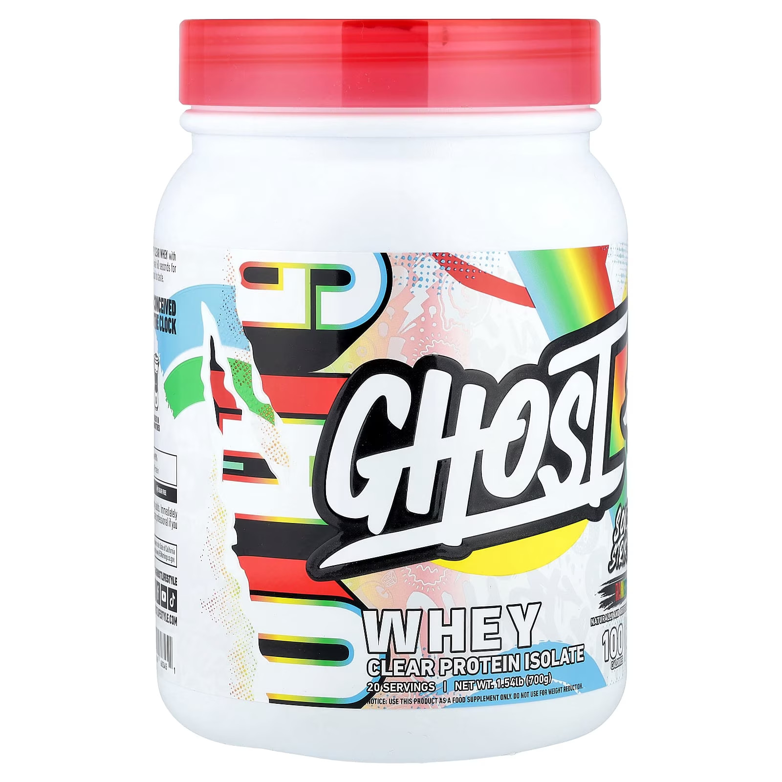 Whey, Clear Protein Isolate, Sour Strips® Rainbow, 1.54 Lb (700 G)