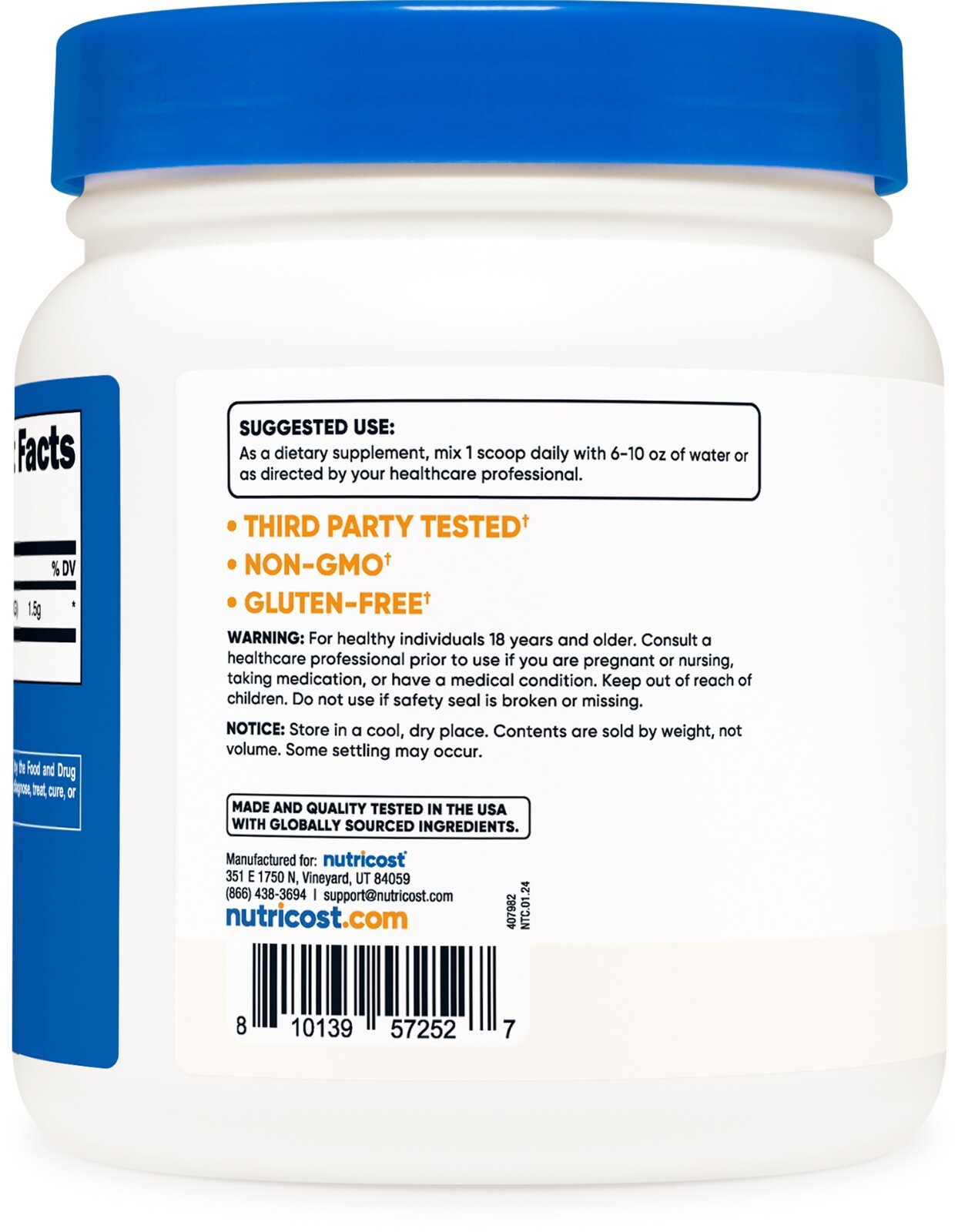 Nutricost Betaine Anhydrous Trimethylglycine (TMG) Powder 500 Grams