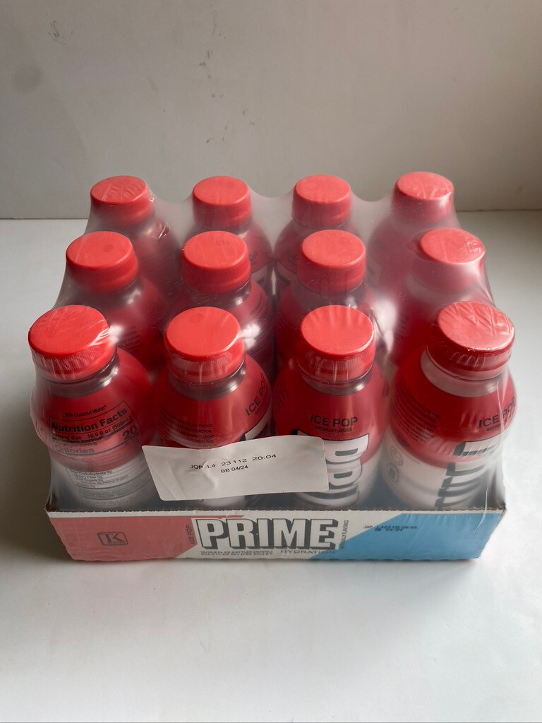 Prime Hydration Drink Flavor Ice Pop Case of 12 Bottles 16.9 oz Each