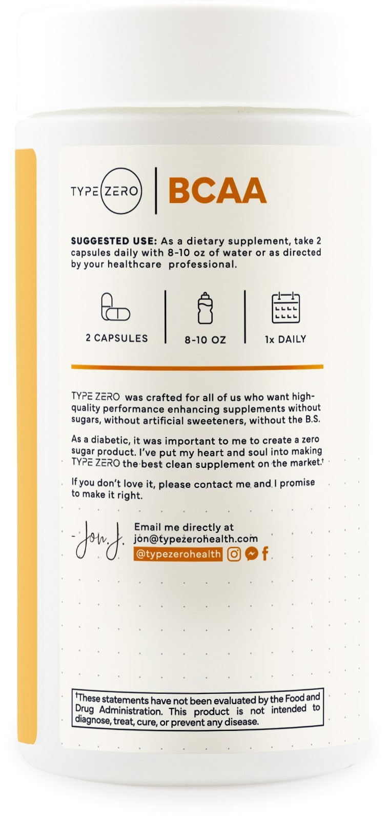 Type Zero BCAA 1000mg (180 Capsules, 90 Servings)