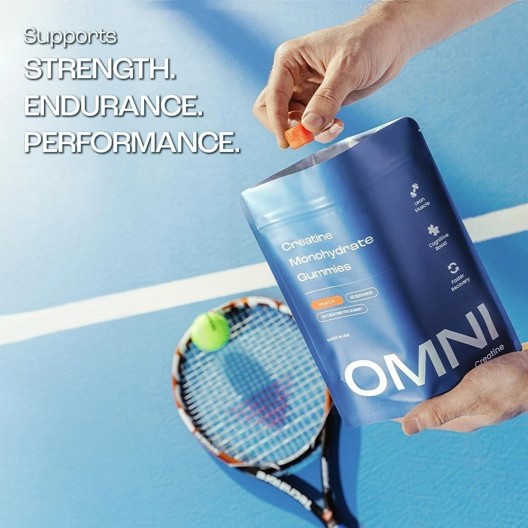 3x Omni Creatine Monohydrate Gummies Supports Muscle Growth (Peach)