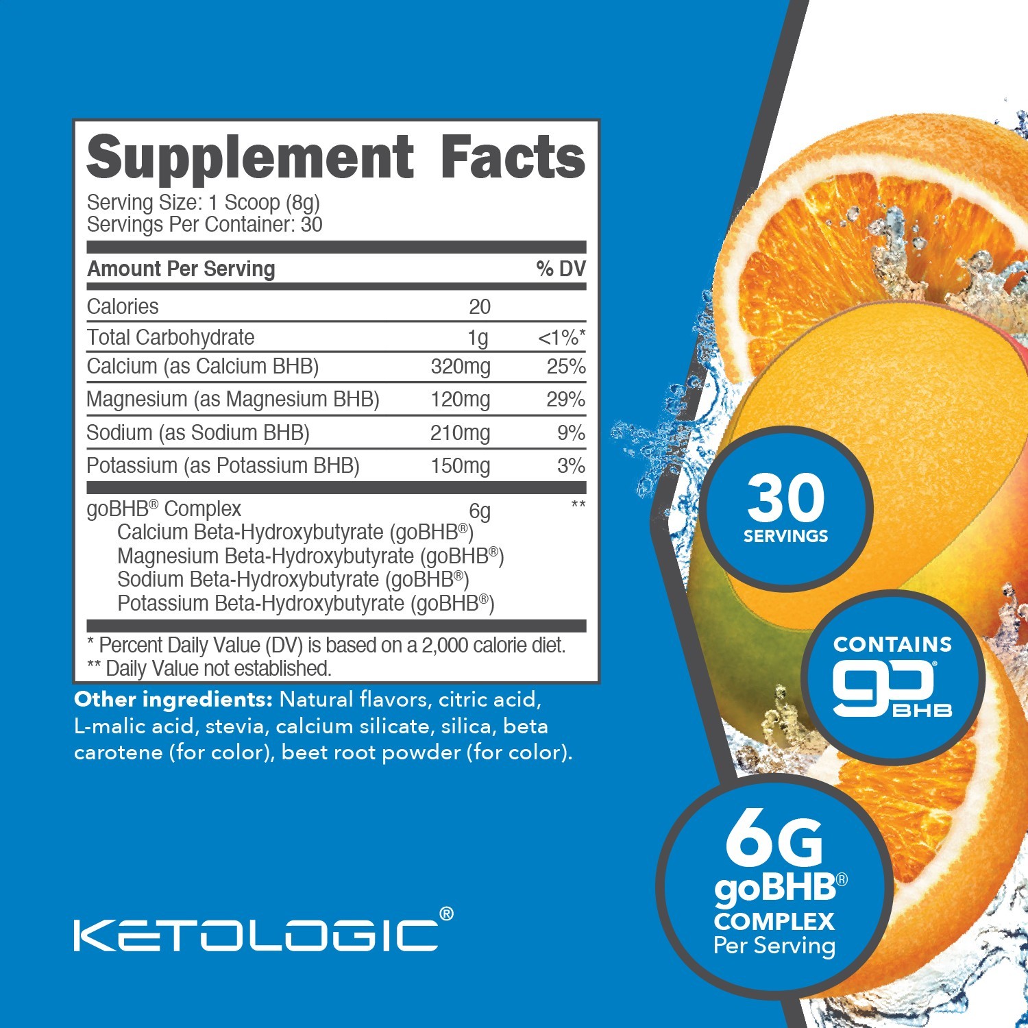 KetoLogic Keto BHB (Orange Mango Flavor) 30 Servings