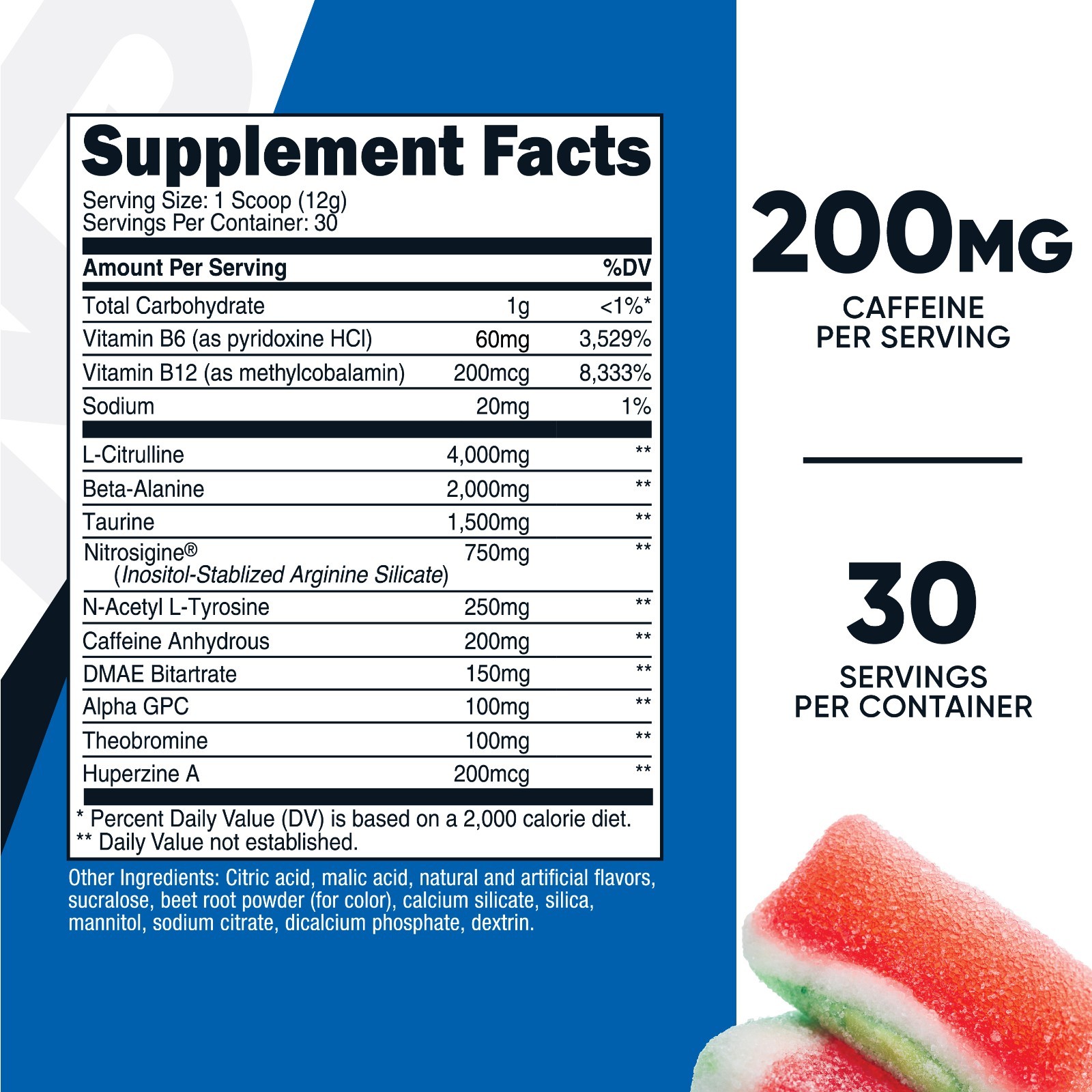 Nutricost Pre-Workout Complex Powder (Watermelon Candy) 30 Servings
