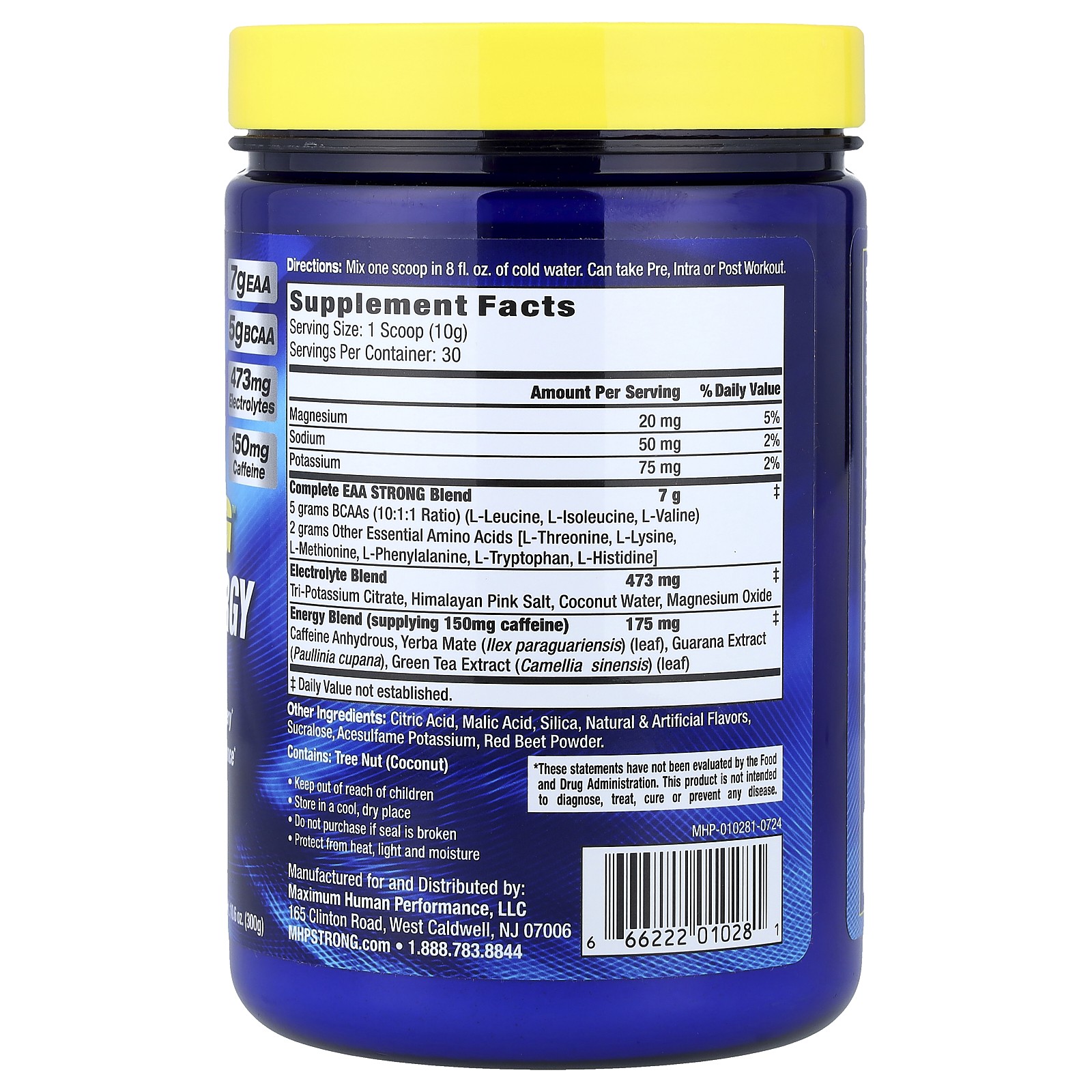 EAA Strong™ + Energy, Raspberry Lemonade, 10.6 oz (300 g)