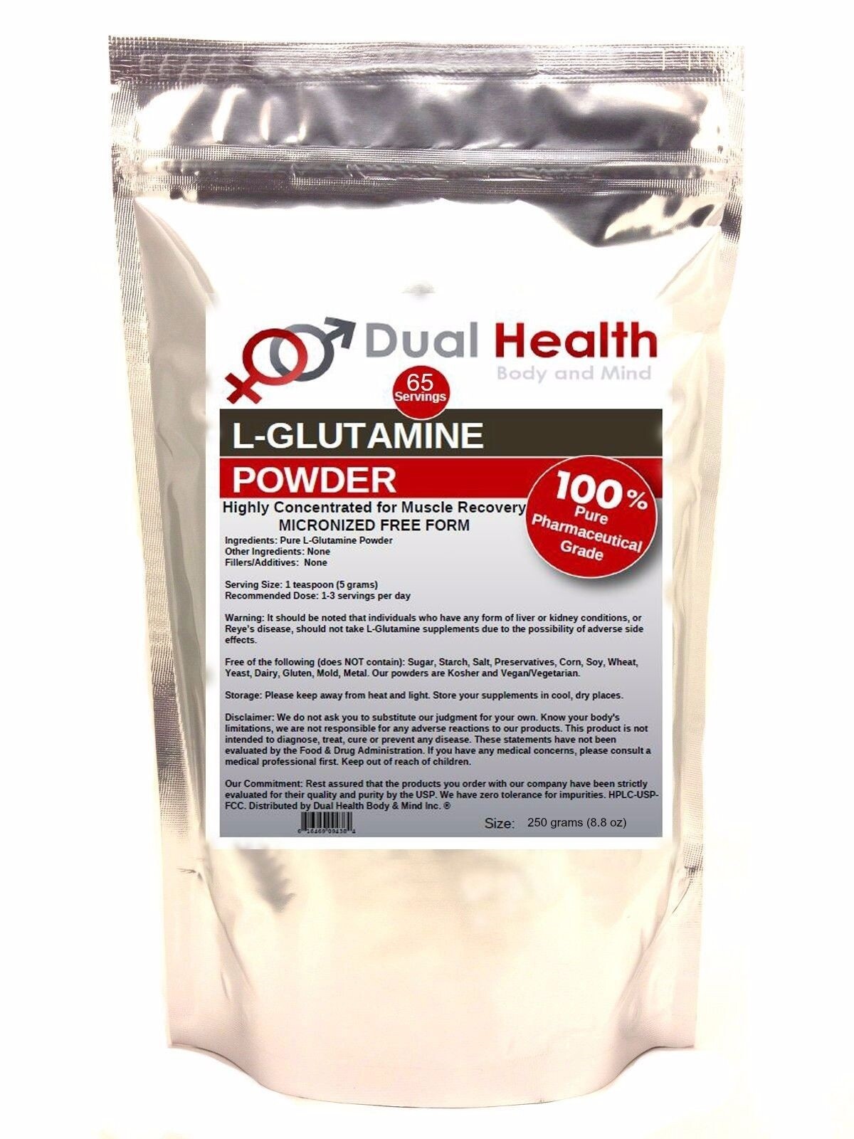 L-GLUTAMINE 250g (8.8 oz) Powder Free Form Kosher Kosher Bodybuilding Recovery