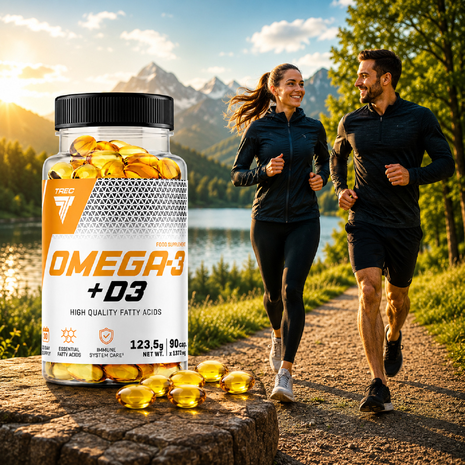 Omega 3 +D3 – 90/180 caps – support heart, immune system, healthy bones, joints