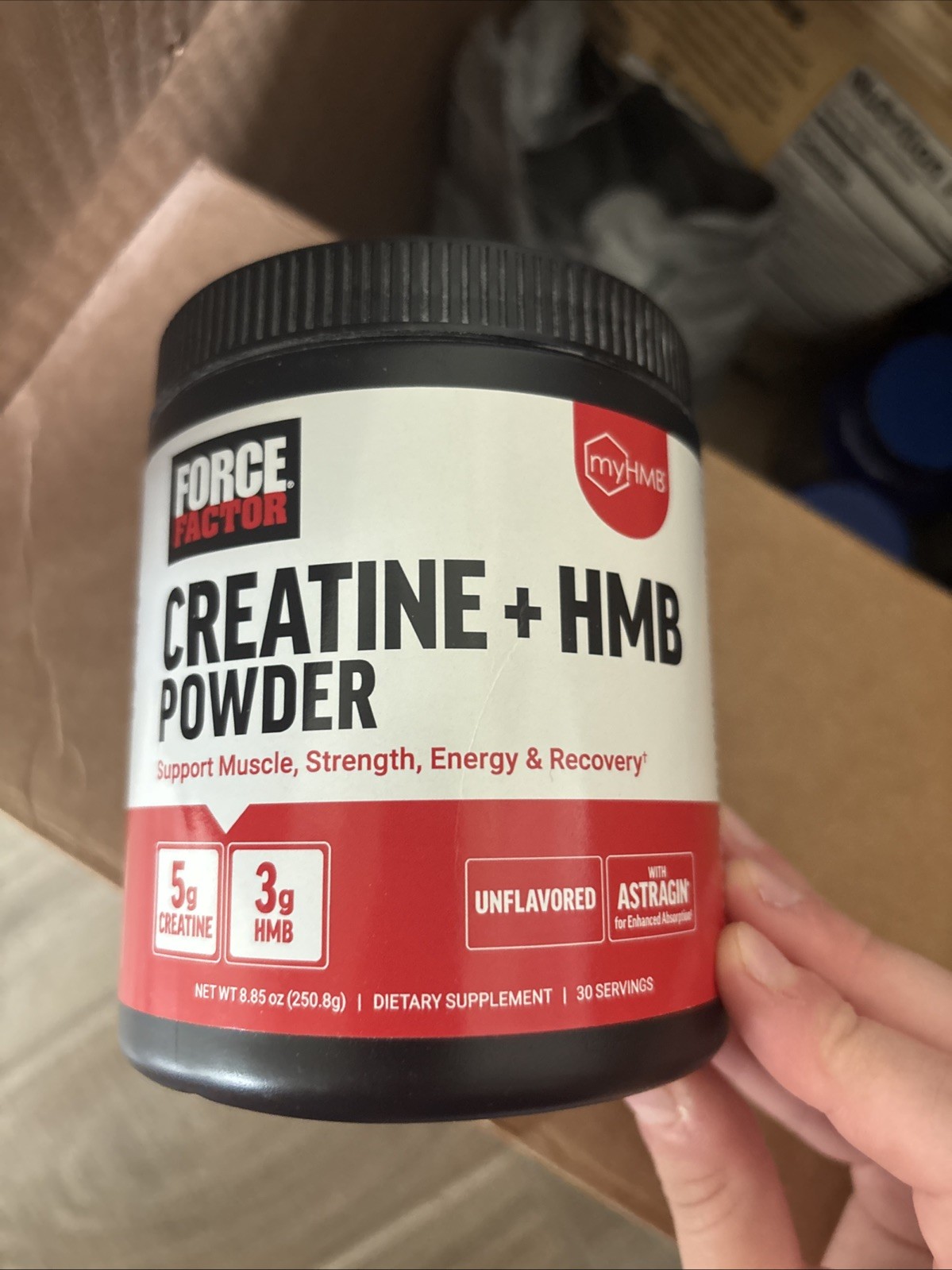 FORCE FACTOR Creatine HMB, 5g Creatine Monohydrate Powder, 3g myHMB, Support Mus