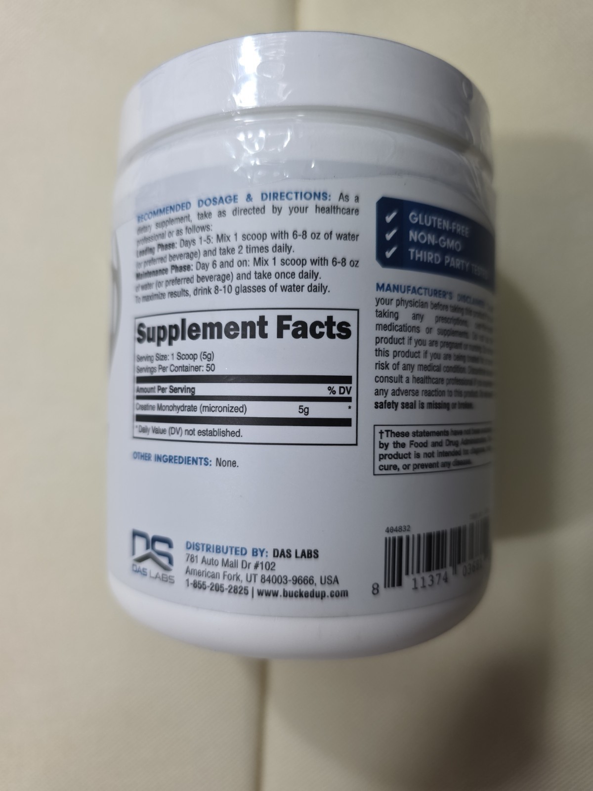 Bucked Up Creatine Monohydrate Sports & Fitness Performance Powder 250g (8.82oz)