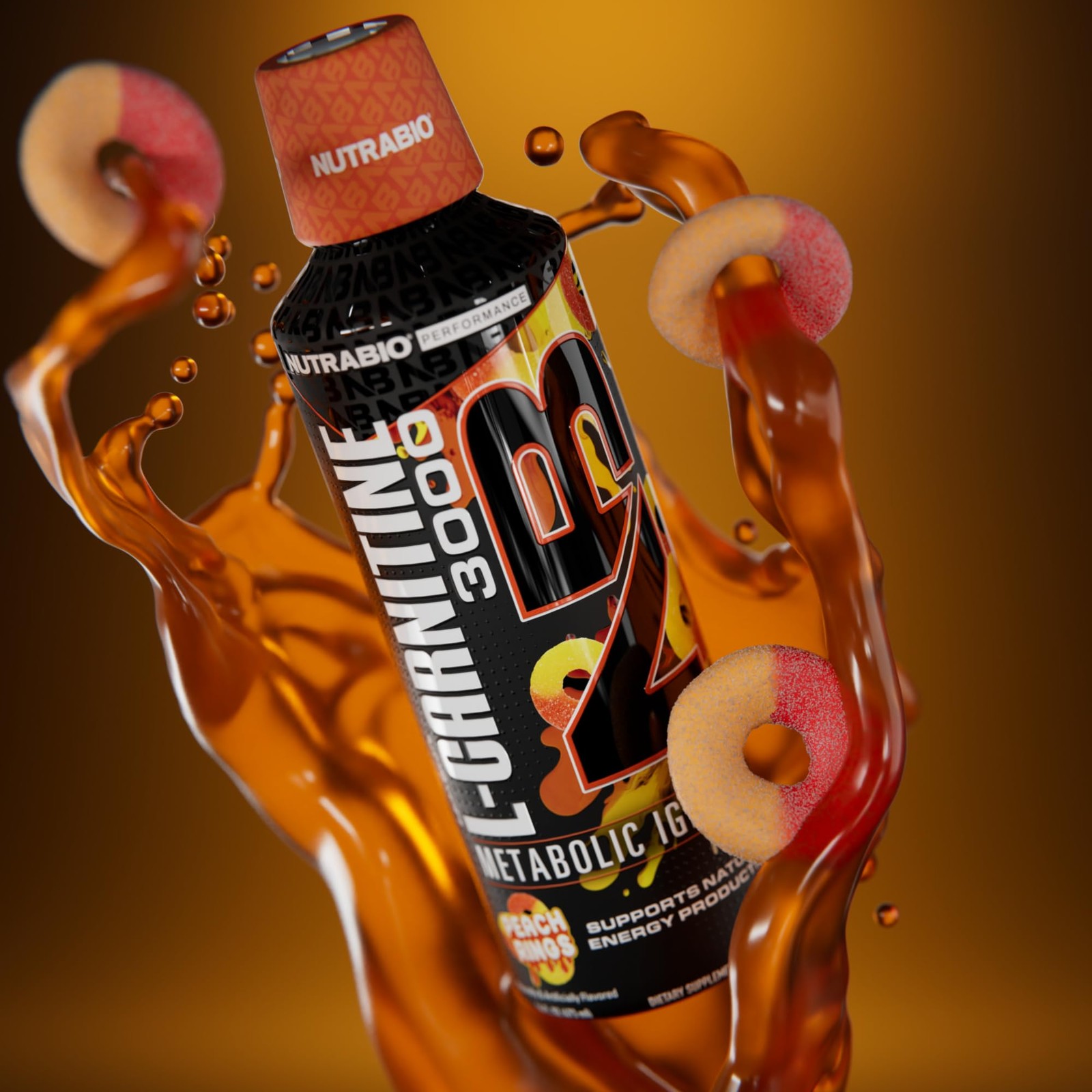NutraBio – L-Carnitine Liquid Shots – 3000mg, 16 Fl Oz (Pack of 1), Peach