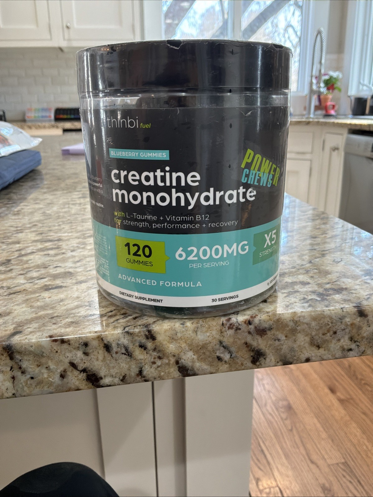 Thinbi Fuel Creatine Monohydrate Blueberry Gummies 120 Count 6/26