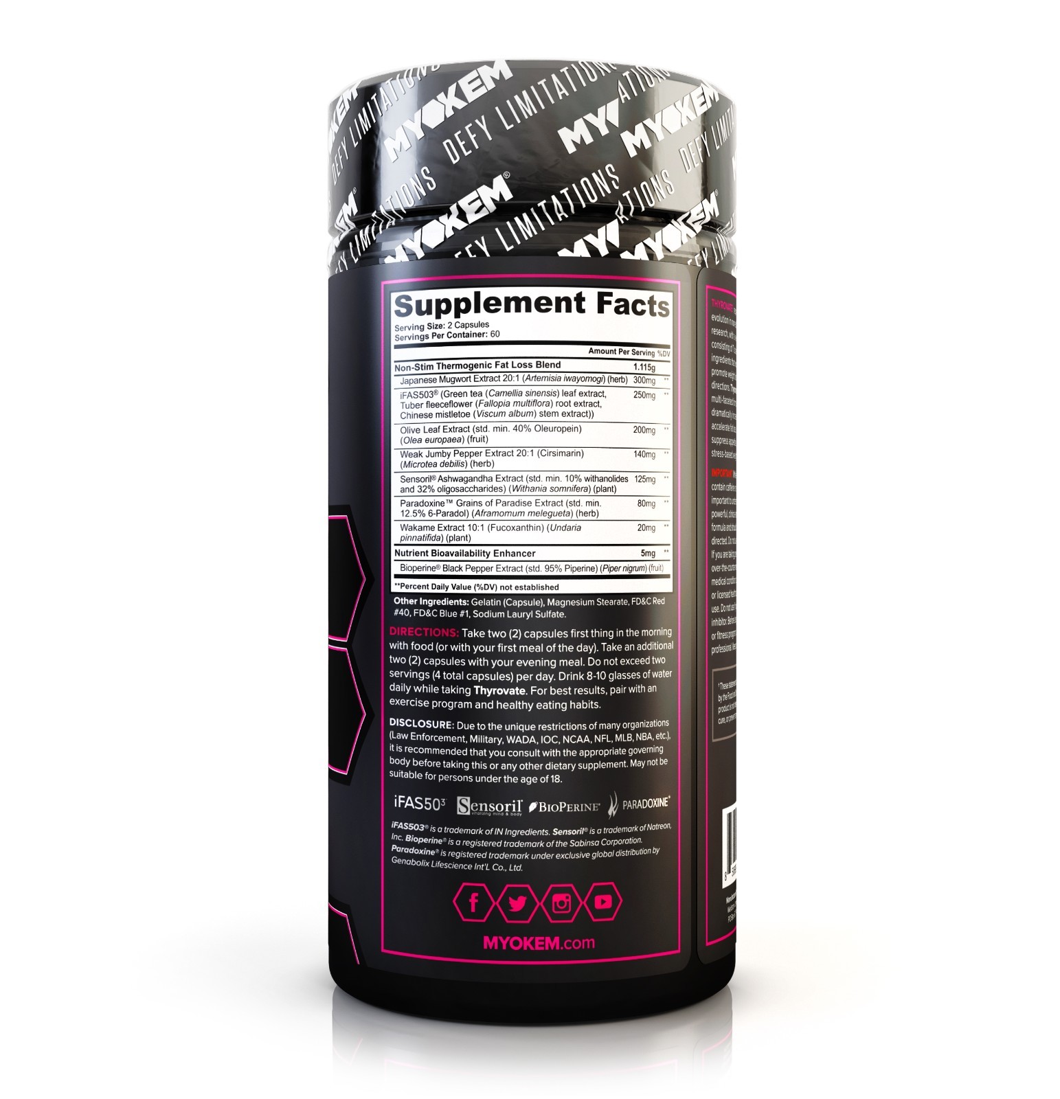 Myokem Thyrovate Thermogenic Fat Burner Targets Belly Fat (120 Capsules)