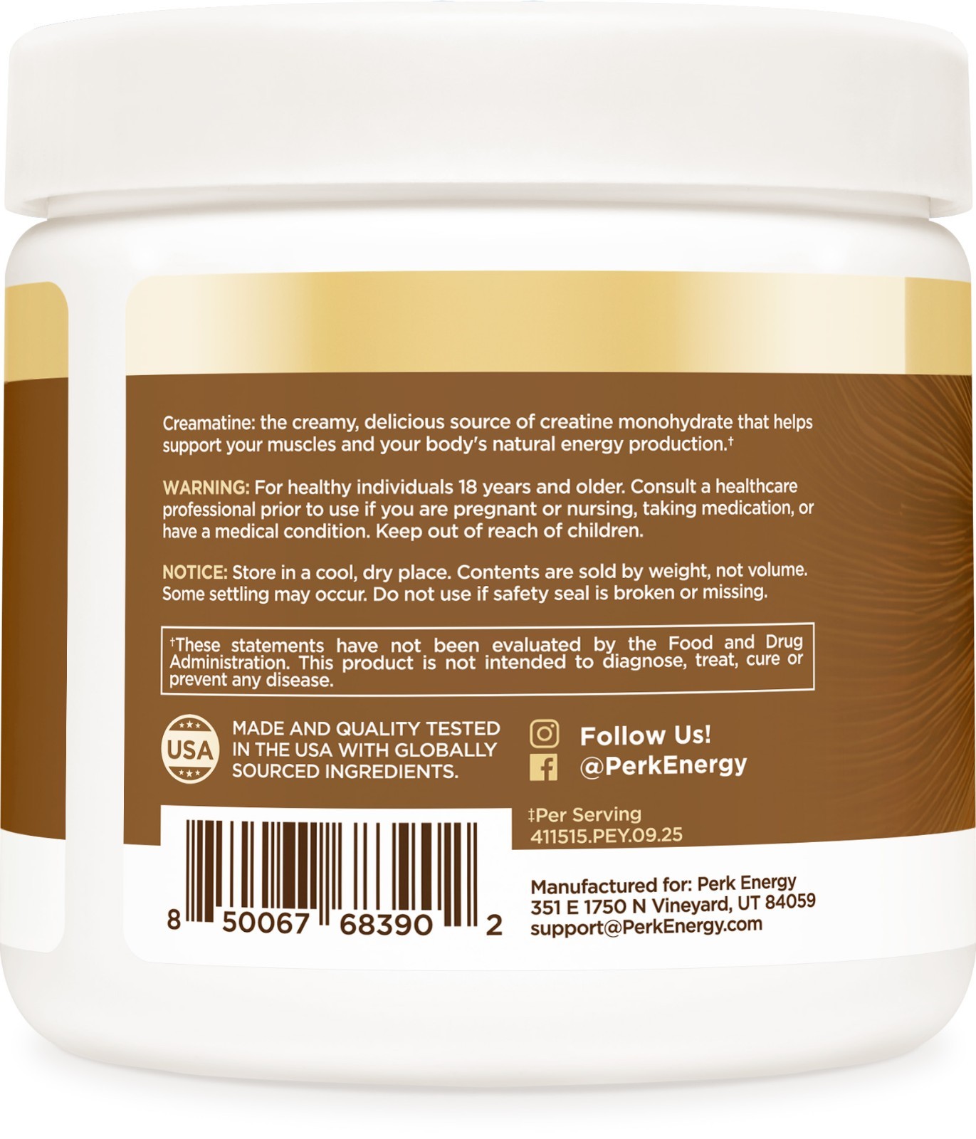 Perk Creamatine (Marshmallow Graham) 30 Servings – Flavored Creatine Monohydrate