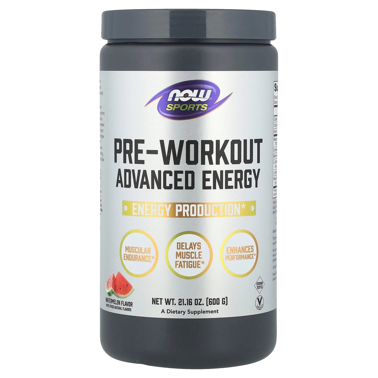 Sports, Pre-Workout Advanced Energy, Watermelon, 21.16 Oz (600 G)
