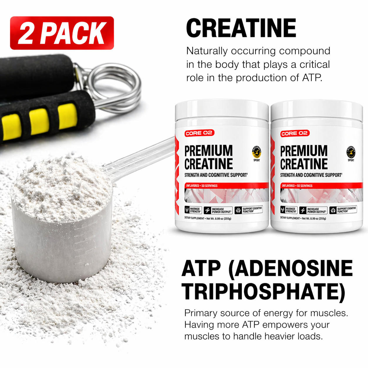 Creatine Monohydrate 2 Pack 8.8oz Unflavored Micronized Powder Exp 2028 Gym