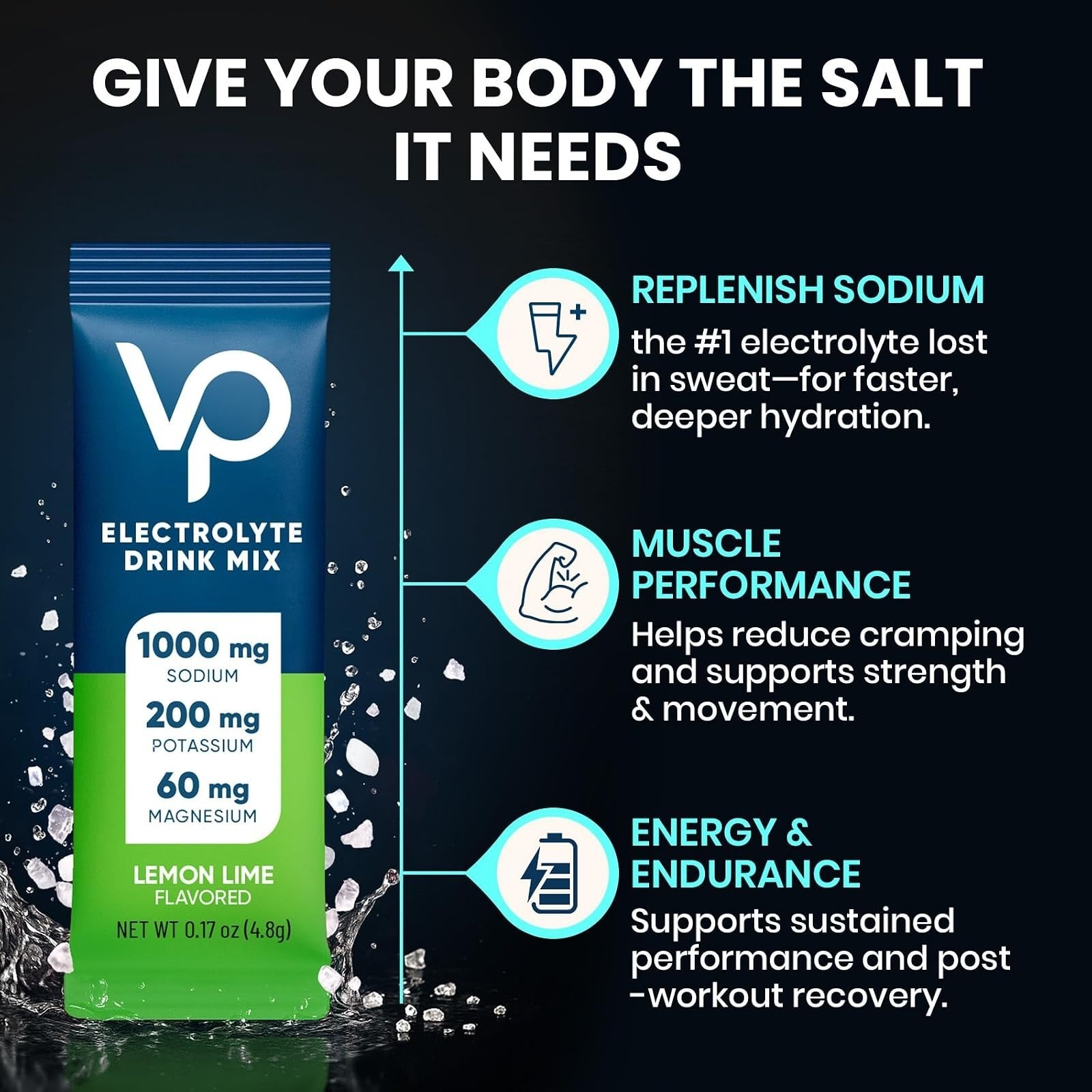Venture Pal Electrolyte Powder Packets – Sugar-Free Hydration – 16 Sticks