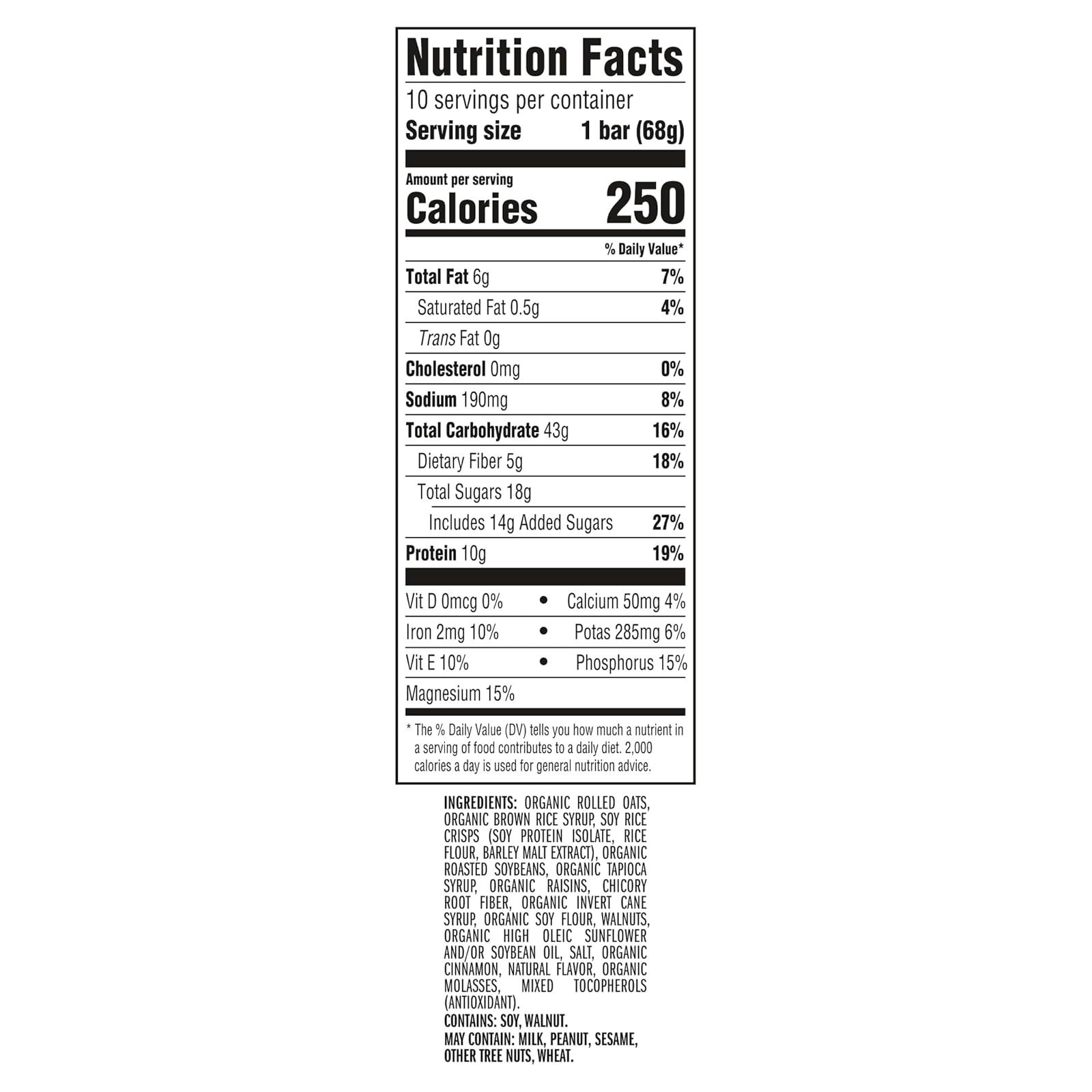CLIF BAR Energy Protein Bars Oatmeal Raisin Walnut 10 Pack