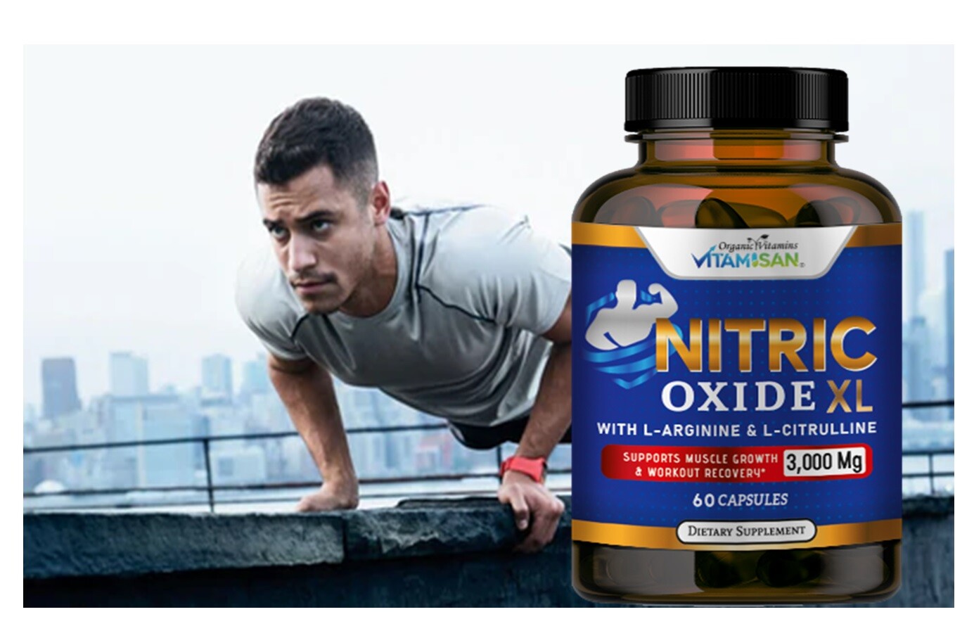 Nitric Oxide Booster Supplement w/L-Arginine 3000mg Premium Workout Muscle Pump