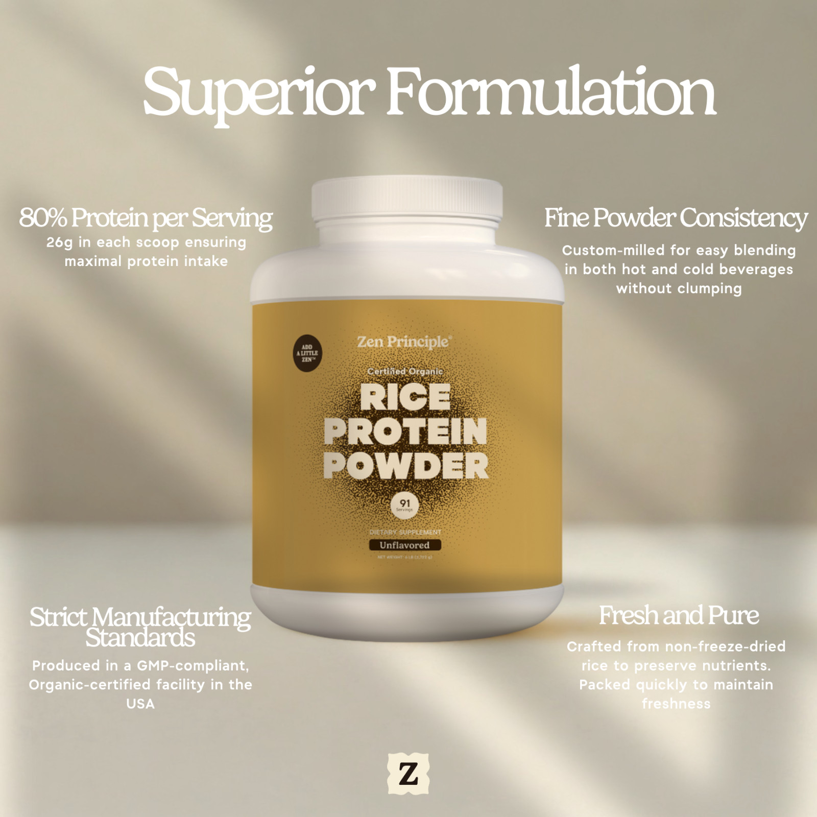 6 lb. Organic Brown Rice Protein Powder. USDA Certified. 80% Protein.