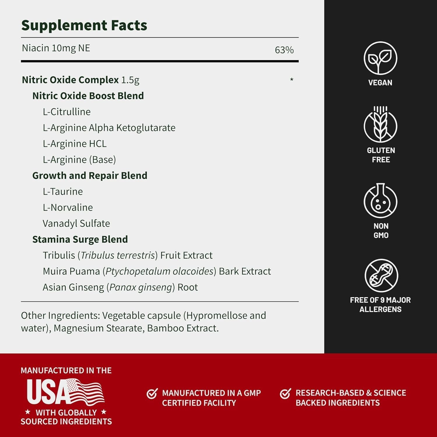 Endurance & Recovery Booster – Nitric Oxide Formula with Tribulus 90ct