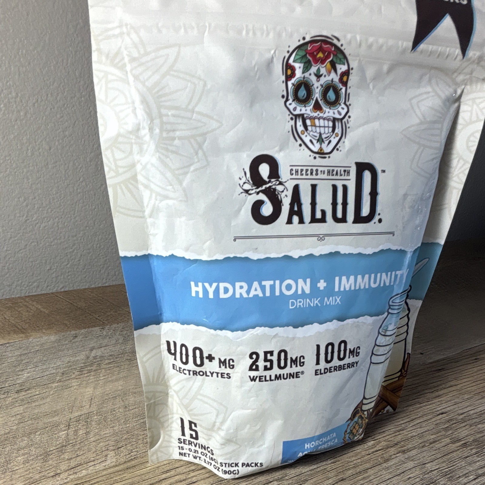 Salud Hydration Immunity Electrolyte Drink Mix Horchata 15 Stick Packs