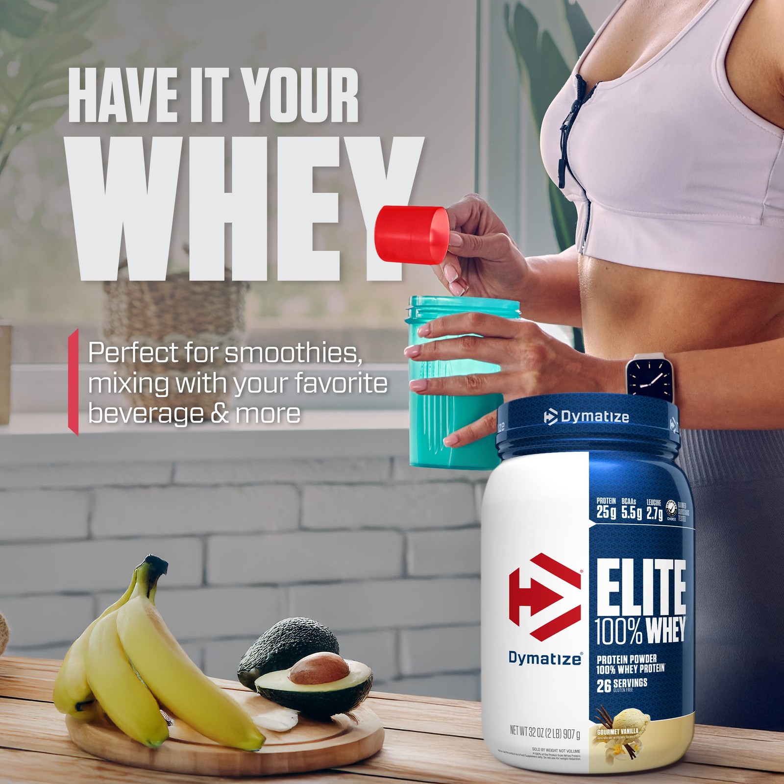 Dymatize Elite 100% Whey Protein Powder, 2 Pound (Pack of 1), Gourmet Vanilla