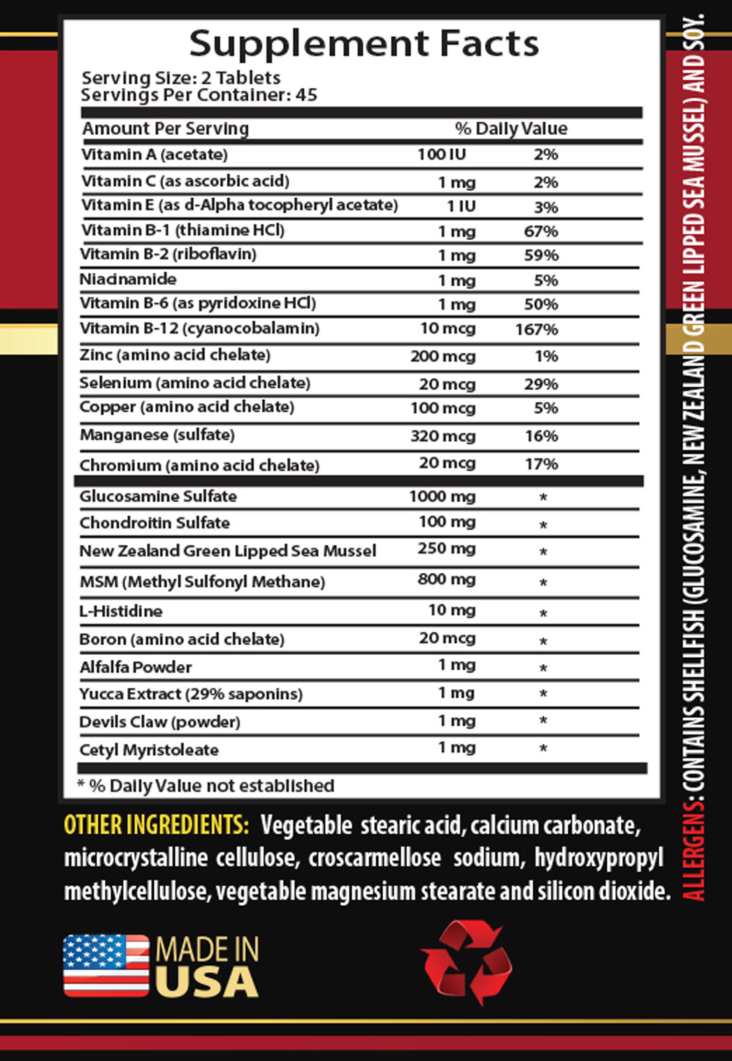 anti inflammation vitamins – JOINT MATRIX COMPLEX – selenium trace minerals 2B