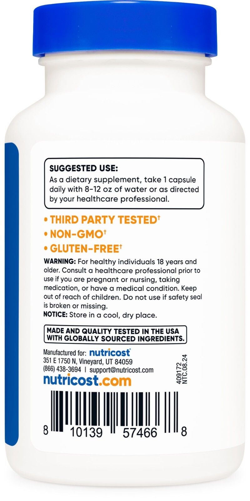Nutricost Lactobacillus Acidophilus 2 Billion CFU, 120 Vegetarian Capsules