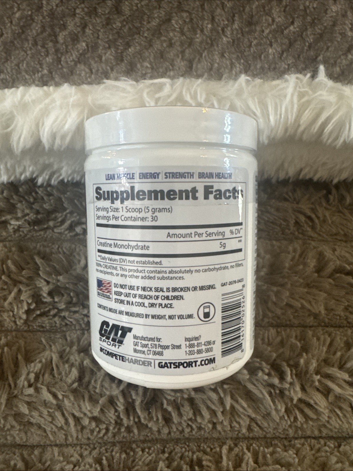 GAT SPORT Creatine Monohydrate Powder Strength Brain Health Anti-oxidant Endu…