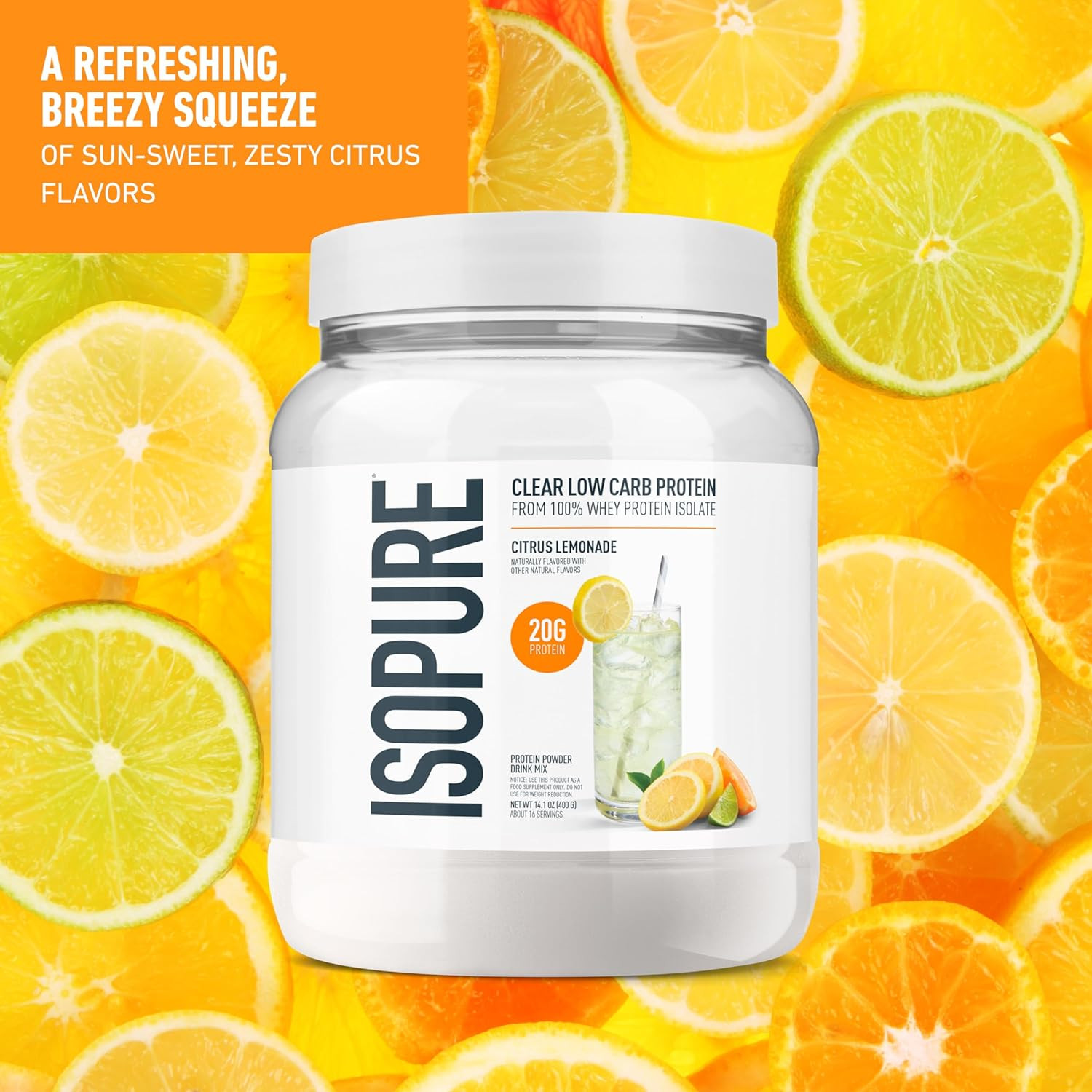 Clear Whey Isolate Protein Powder, Lactose Free, Gluten Free, Naturally Flavored